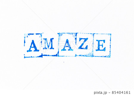 Blue color ink rubber stamp in word amaze on white paper background 85404161