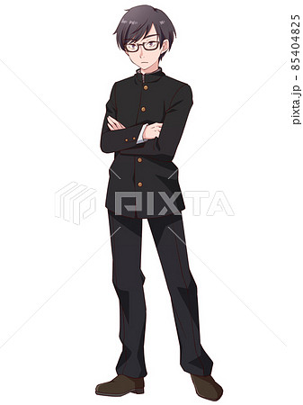 眼鏡の真面目そうな男子学生立ち絵 85404825