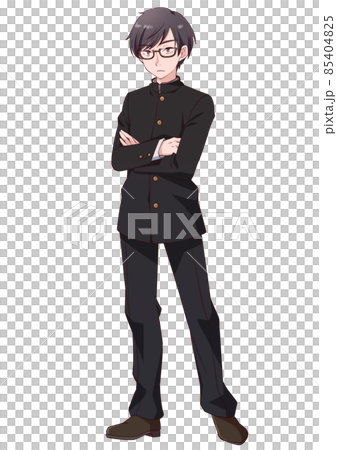 眼鏡の真面目そうな男子学生立ち絵 85404825