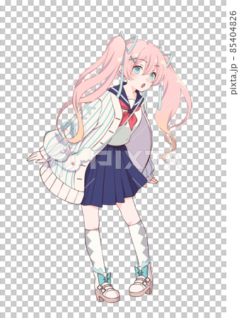 ツインテール女子高生立ち絵 85404826