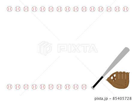 【野球】ボールとバットとグローブのフレーム 85405728