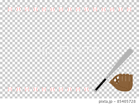 【野球】ボールとバットとグローブのフレーム 85405728