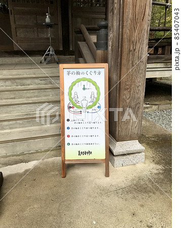 義経神社の芽の輪のくぐり方 義経神社の芽の輪のくぐり方 85407043