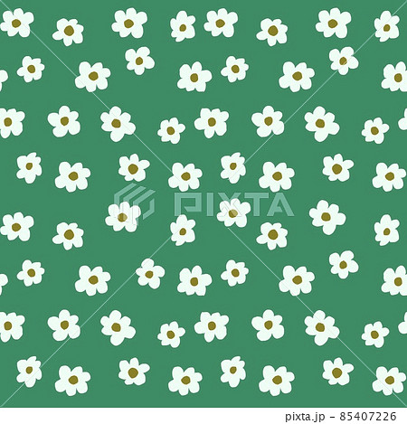 イラスト素材 シームレスな手描きの花柄パターン 緑のイラスト素材