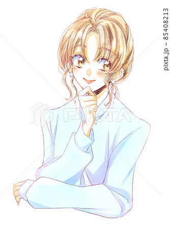 想い耽る女性のイラストのイラスト素材 [85408213] - PIXTA 