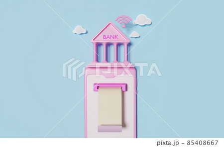 3D of mobile online banking. 3D render. 85408667