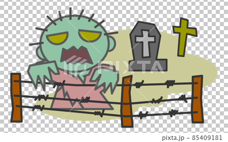 墓場から出てきて人を襲うゾンビのイラスト 墓場から出てきて人を襲うゾンビのイラスト 85409181