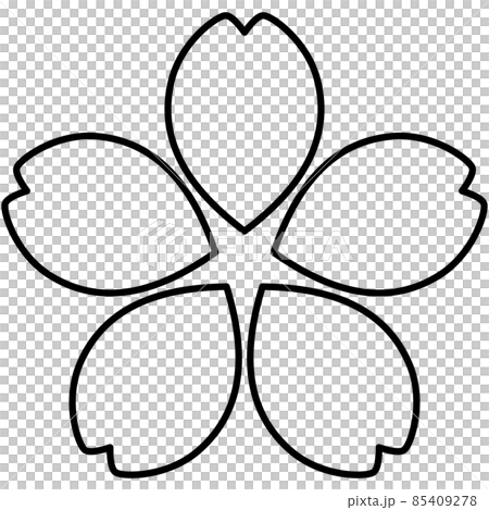 5枚の花びらのサクラの線画イラスト 85409278