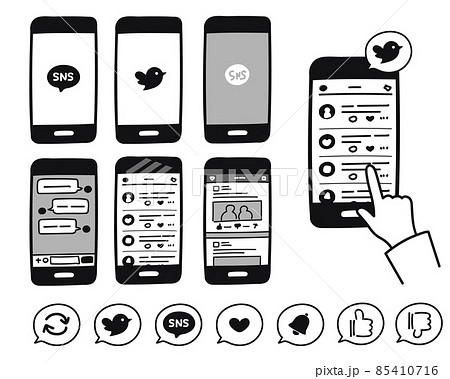 スマホのSNSやチャットに関するアイコンセット 85410716