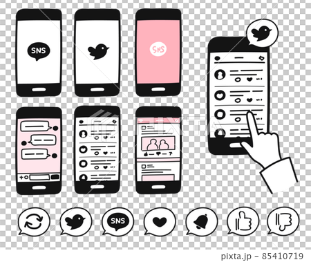 Icon set for smartphone SNS and chat Icon set for smartphone SNS and chat 85410719