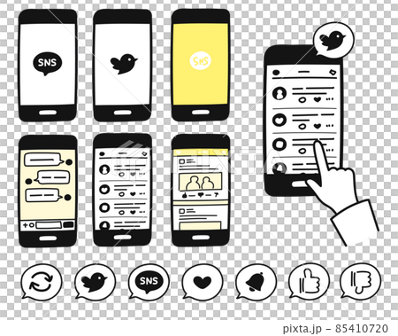 Icon set for smartphone SNS and chat Icon set for smartphone SNS and chat 85410720
