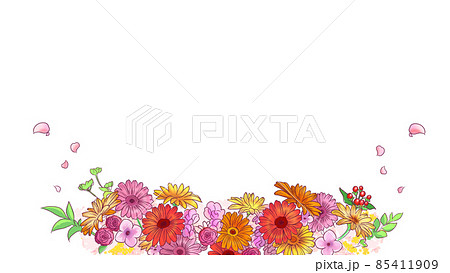 ガーベラが可愛い花のフレームイラスト のイラスト素材