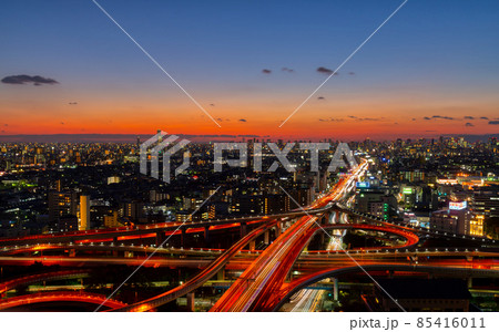 大阪風景 東大阪ジャンクション トワイライト 大阪風景 東大阪ジャンクション トワイライト 85416011