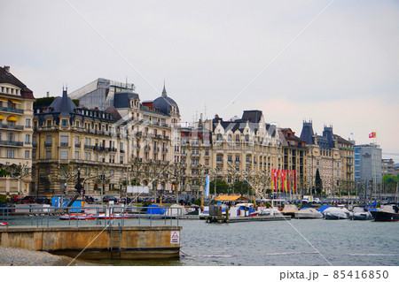 Buildings Lake Geneva beautiful Switzerland  85416850