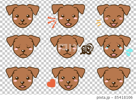 Facial expression face icon of the broken ear Miniature Pinscher (red) 85418106