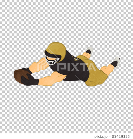 Illustration of American football goal scene Gold x Black 03 85419335