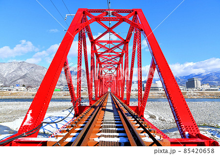 上田電鉄別所線千曲川橋梁／上田駅方面を望む(長野県上田市)【2022.1】 85420658