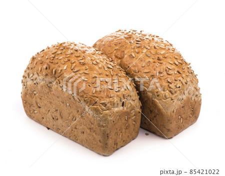 Bread with sunflower seeds. Tasty rye bread, isolated on white background Bread with sunflower seeds. Tasty rye bread, isolated on white background 85421022