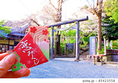 【神奈川】春の鎌倉 葛原岡神社の石鳥居と恋みくじを持つ女性の手 【神奈川】春の鎌倉 葛原岡神社の石鳥居と恋みくじを持つ女性の手 85423558
