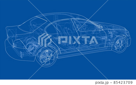 Electric Car With Chassis. 3d illustration Electric Car With Chassis. 3d illustration 85423709
