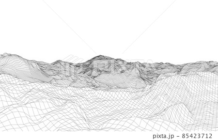 Abstract 3d wire-frame landscape. Blueprint style Abstract 3d wire-frame landscape. Blueprint style 85423712
