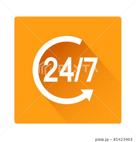 flat design 24 hours 7 days a week icon button vector illustration flat design 24 hours 7 days a week icon button vector illustration 85423903