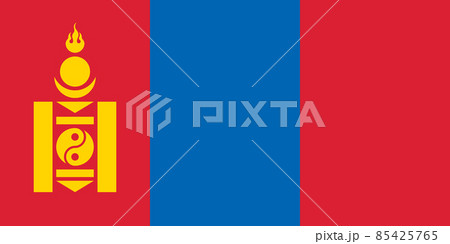 National Flag Mongolia, A vertical triband of red and blue with a Soyombo symbol centered on the hoist-side of the red band 85425765