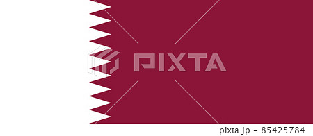 National Flag State of Qatar, white band on the hoist side, separated from a maroon area on the fly side by nine white triangles which act as a serrated line