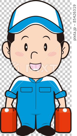 Male mechanic with a red plastic tank 85426319