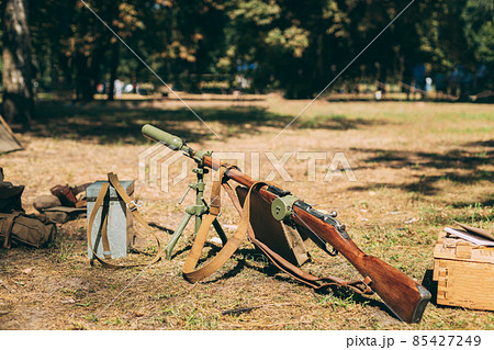 Old soviet russian rifle mosin nagant model 91 38. model 91 cossack receiver with m44 rear sight m 1944 stock and hand guard. rifle with 91 receiver and grenade launcher Old soviet russian rifle mosin nagant model 91 38. model 91 cossack receiver with m44 rear sight m 1944 stock and hand guard. rifle with 91 receiver and grenade launcher 85427249
