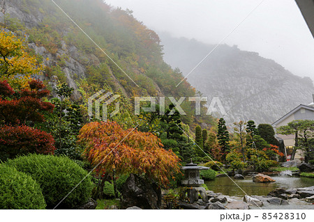 福島県　秋　田村市　あぶくま洞　紅葉と切羽（きりは） 85428310