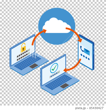 2段階認証のイメージイラストのイラスト素材