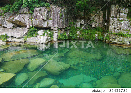 魚飛渓 三重県 日本有数の透明度 銚子川上流 清流 川遊び場 魚飛渓 三重県 日本有数の透明度 銚子川上流 清流 川遊び場 85431782