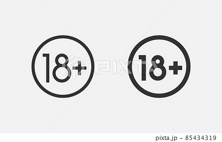 Plus 18 prohibition sign for people under eighteen years of age. For adults only. Vector illustration. 85434319