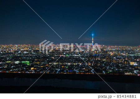 東京都の夜景 千葉県市川市、アイ・リンクタウン展望施設から 85434881