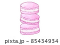 手描きで描いたマカロン　シール風　png 85434934