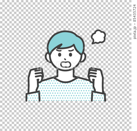 一個年輕人憤怒表情的插圖素材 85435724