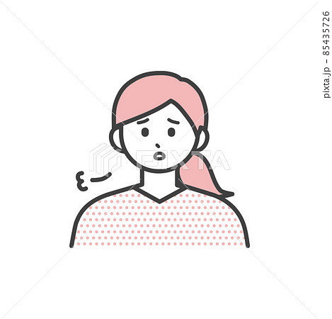 若い女性が溜息をつくイラスト素材 85435726