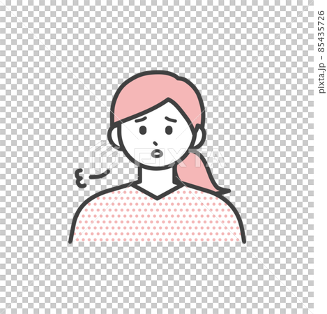 若い女性が溜息をつくイラスト素材 85435726