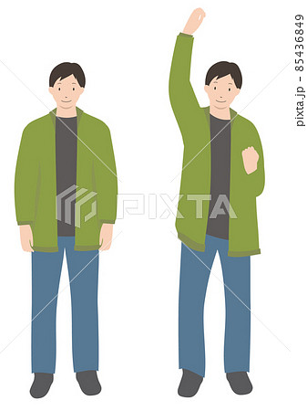 イラスト素材:正面を向いて立っている・ガッツポーズをとっている男性のセット(秋・冬) イラスト素材:正面を向いて立っている・ガッツポーズをとっている男性のセット(秋・冬) 85436849