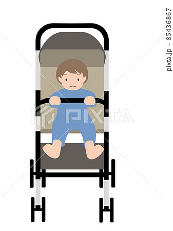 イラスト素材:ベビーカーに座っている赤ちゃんの正面イラスト イラスト素材:ベビーカーに座っている赤ちゃんの正面イラスト 85436867