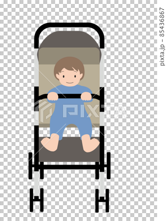 イラスト素材:ベビーカーに座っている赤ちゃんの正面イラスト イラスト素材:ベビーカーに座っている赤ちゃんの正面イラスト 85436867