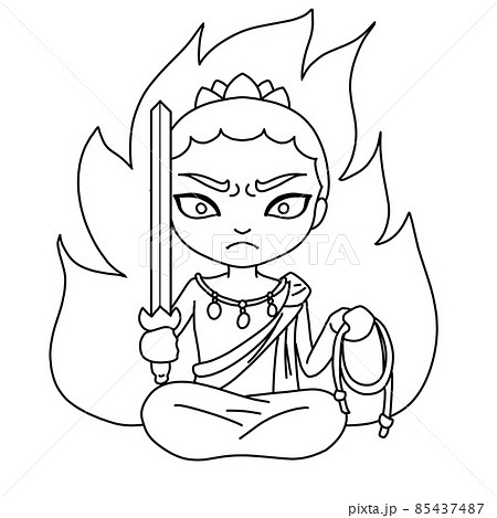 炎とデフォルメした不動明王 85437487