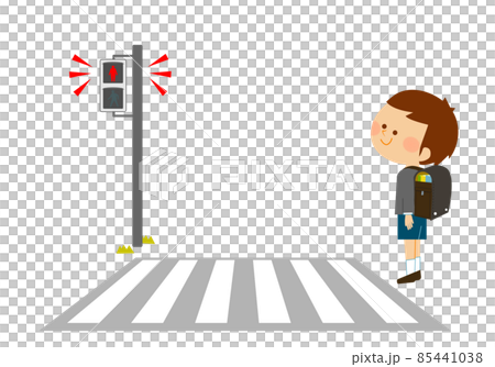 交通安全紅燈，停車等待的孩子 85441038