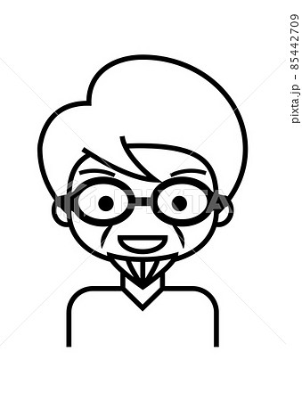 メガネをかけたシニア男性アイコンのイラスト素材