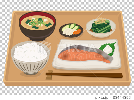 朝食・朝ごはん（鮭の塩焼き） 85444593