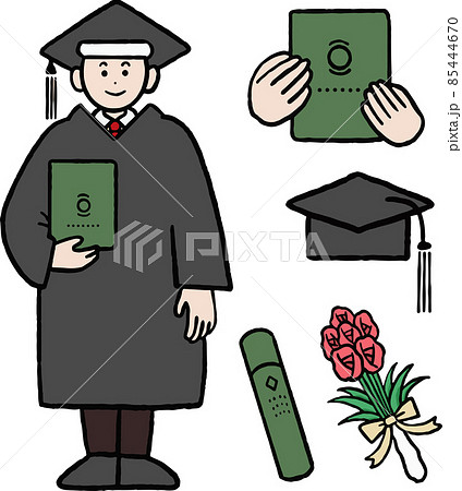 大学の卒業生のイラスト素材セット 85444670