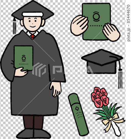 大学の卒業生のイラスト素材セット 85444670