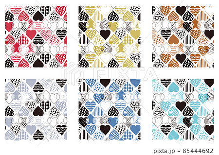 【スウォッチ】北欧風ハートのテキスタイル6色 85444692