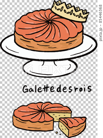 フランスの伝統菓子ガレット・デ・ロワのイラストのイラスト素材